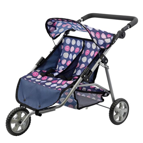 Twin dolls blue pram double - blue,